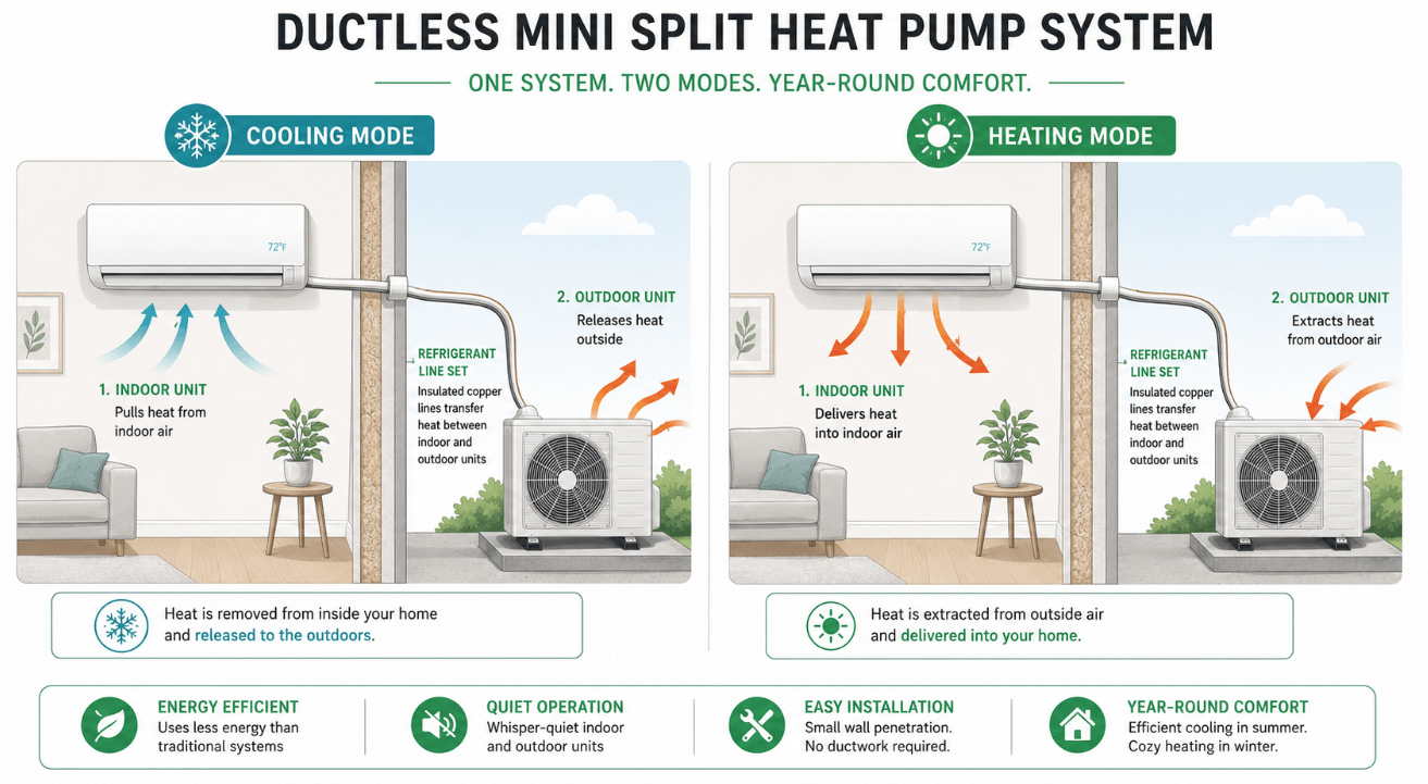 Image of a mini split heat pump diagram.