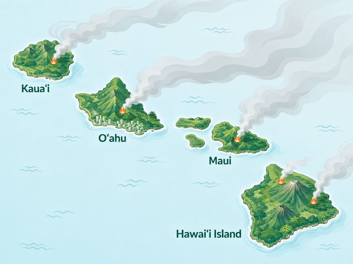 Current Live Wildfire and Smoke Map Hawaii Today From Filterbuy.com