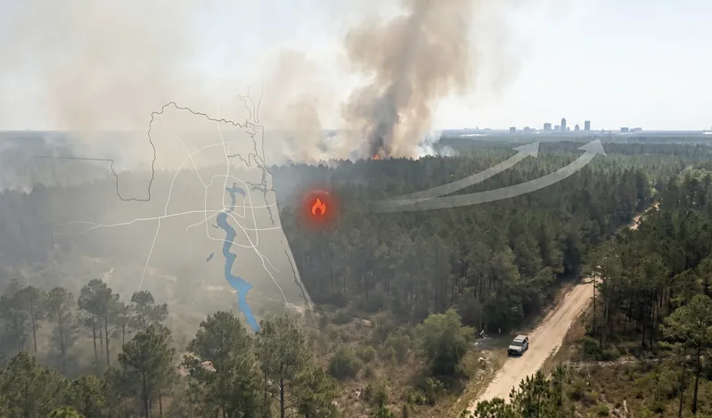 Is Smoke Drifting Toward You? Live Forest Wildfire and Smoke Map Today in Jacksonville, FL | Current Fire Tracking & Safe Routes