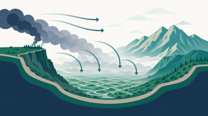 Diagram of how the Albuquerque Basin traps wildfire smoke.