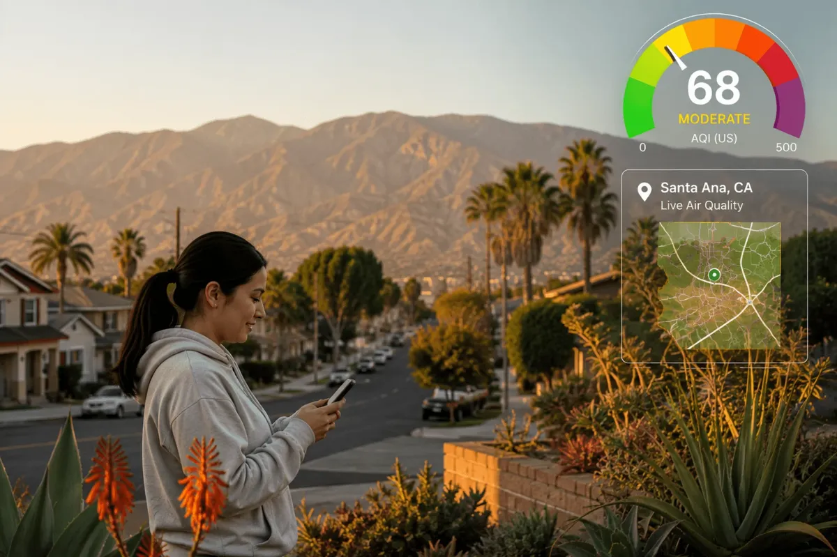 Check Today's Live Real Time Air Quality Index AQI Map in Santa Ana, CA Now