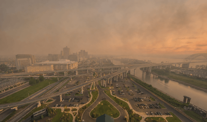Current Live Memphis, TN Forest Wildfire & Smoke Map Conditions Today