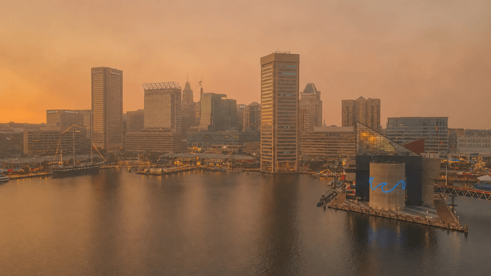Current Live Baltimore, MD Forest Wildfire & Smoke Map Today