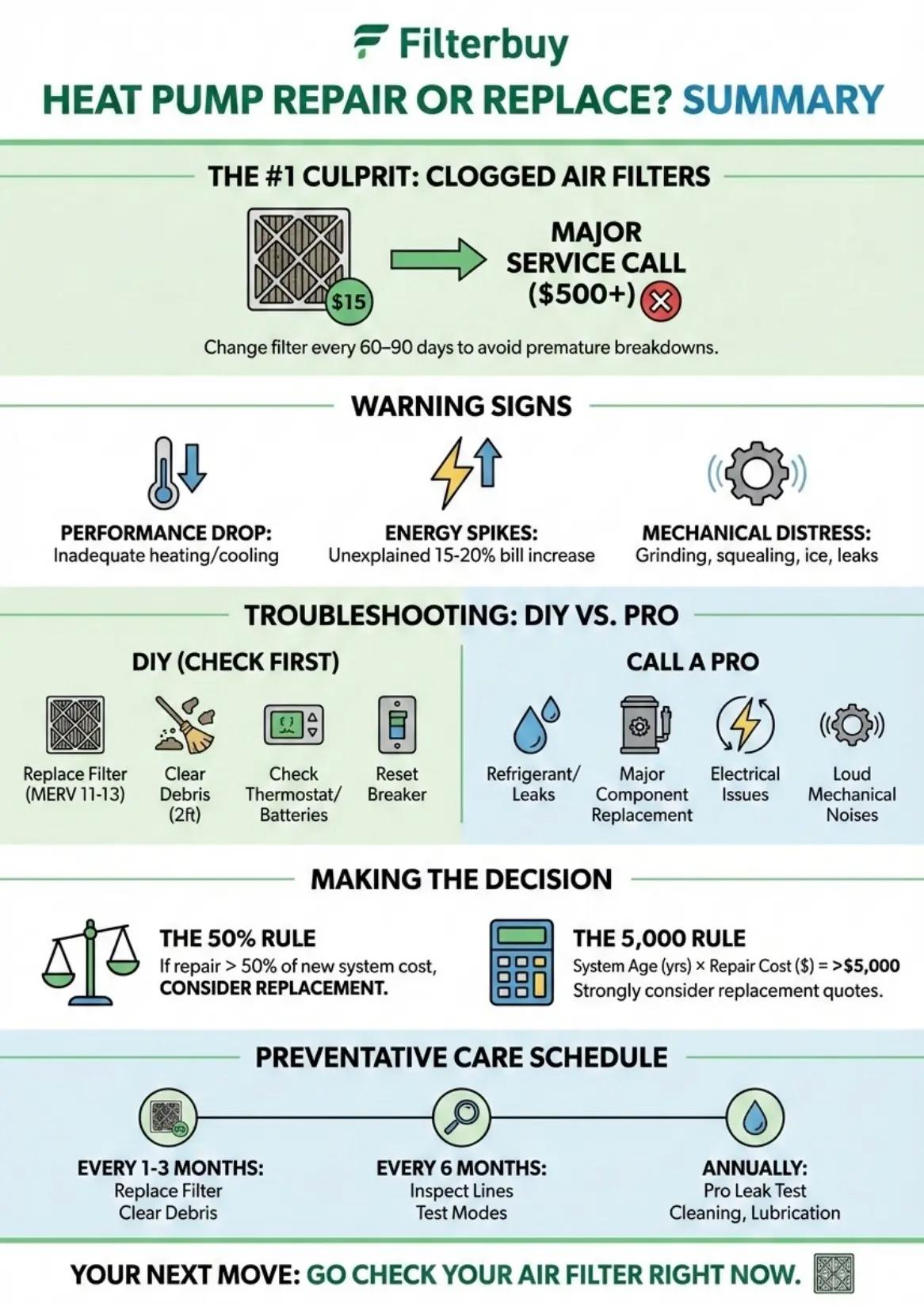 heat pump repair cost common problems troubleshooting when to replace HVAC system