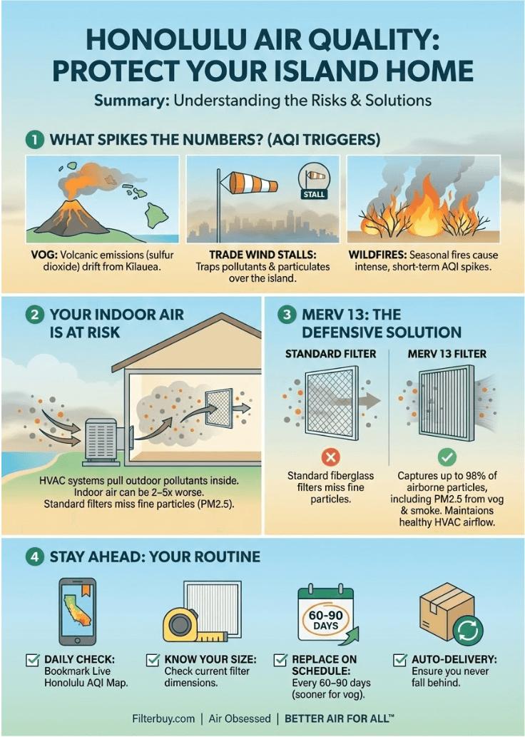 An infographic about the air quality index of Honolulu, Hawaii.