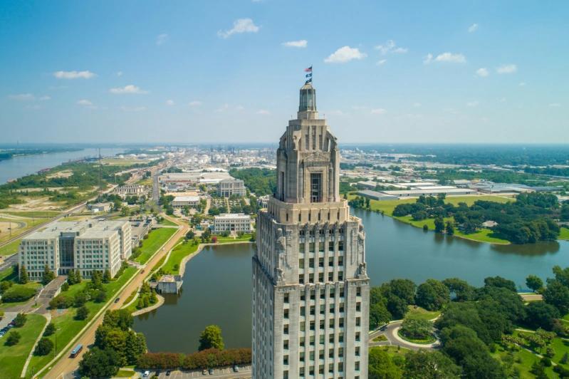 US Cities Homeownership Rates - Top view of skyscrapers in the beautiful city of Baton Rouge.