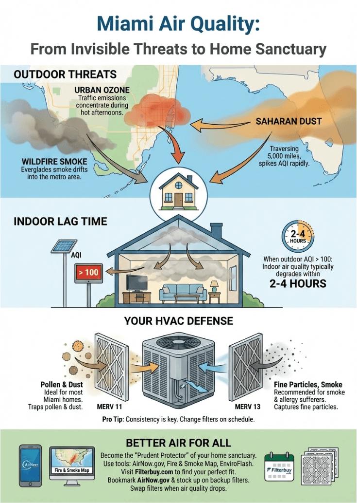 An infographic about the air quality index of Miami, Florida.