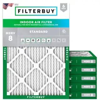 Image of Filterbuy 17x21x2 MERV 8 allergen air filter 6-pack designed for high-performance HVAC systems and effective home allergy protection.