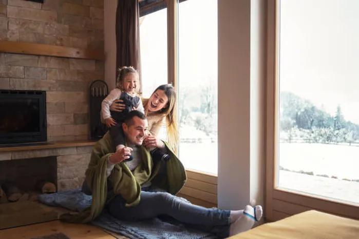 View of a cozy home with a family enjoying in clean, allergen-free air.