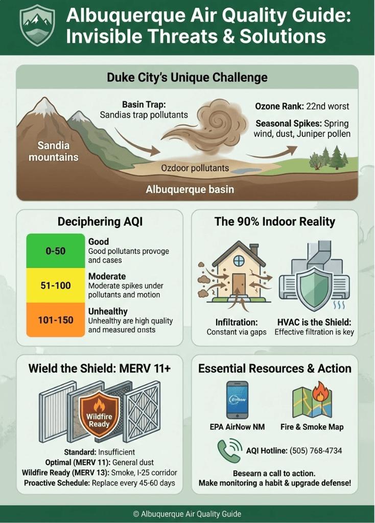 An infographic about the air quality in Albuquerque. 