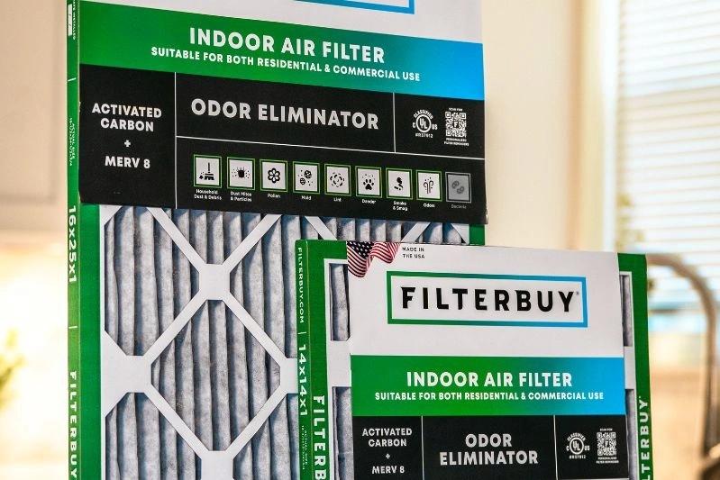 Aprilaire 410 Air Filter Replacement Near Me - Image of an Indoor Air Filter made with Activated Carbon, rated MERV 8.