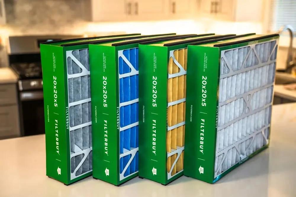 Filterbuy 20x20x5 HVAC air filters in multiple MERV ratings for home heating and cooling systems