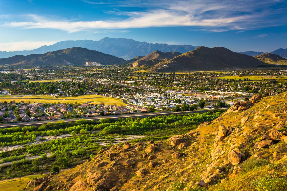 Image of Riverside-San Bernardino-Ontario, CA as seen from on top of the hill.