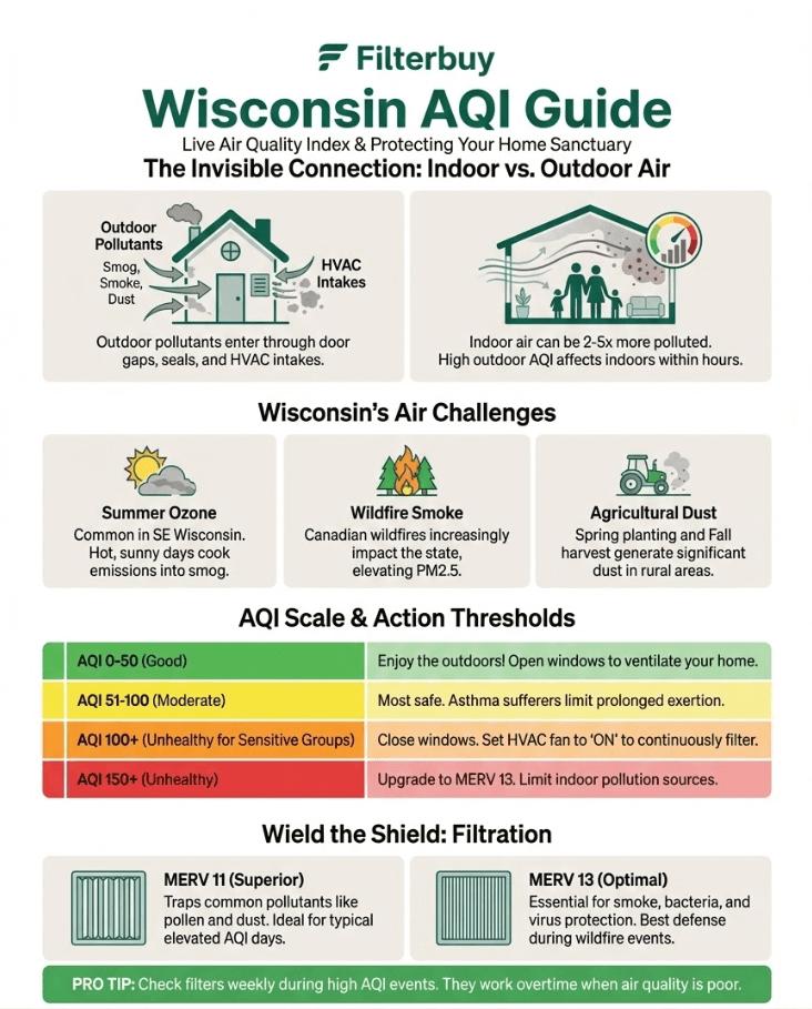 An infographic about the air quality in Wisconsin. 