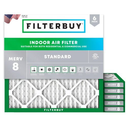 An image of Filterbuy 18x18x1 MERV 8 HVAC and furnace air filter for home use
