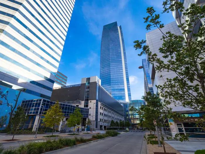 Image of an empty Oklahoma City business district.