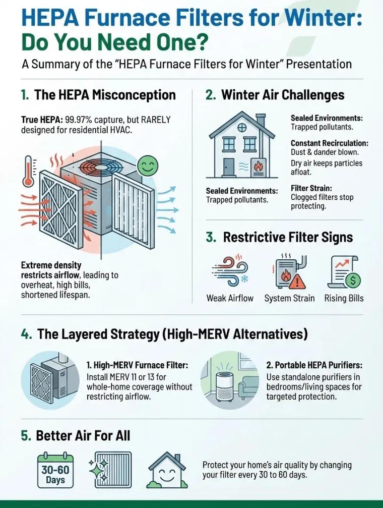 Infographic of HEPA Furnace Filters for Winter: Do You Need One?