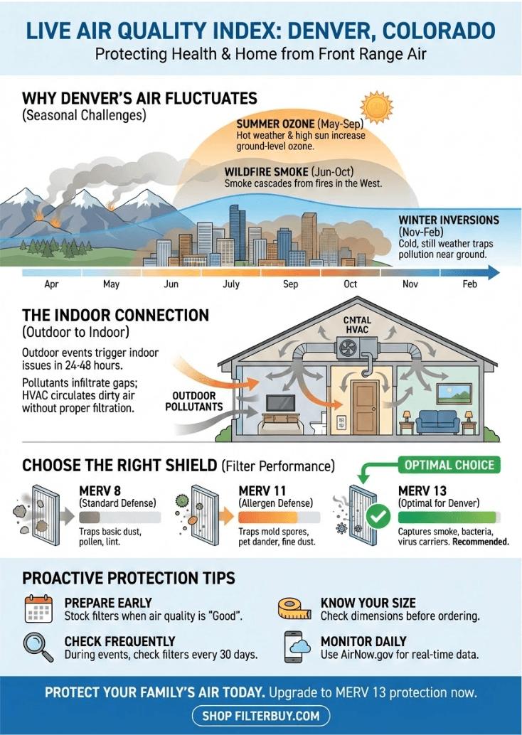 An infographic about the indoor air quality of Denver. 