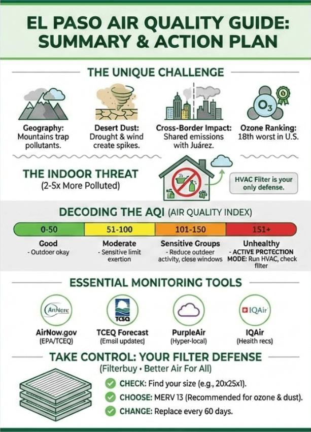 An infographic about the air quality in El Paso, Texas. 