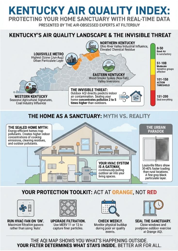 An infographic about the air quality in Kentucky. 