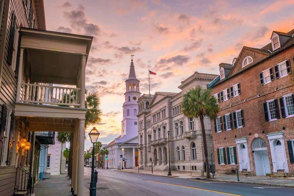 States With the Most Korean War Vets - Infographics of a Charleston’s historic district at sunset, showcasing charming cities where Korean War veterans may reside