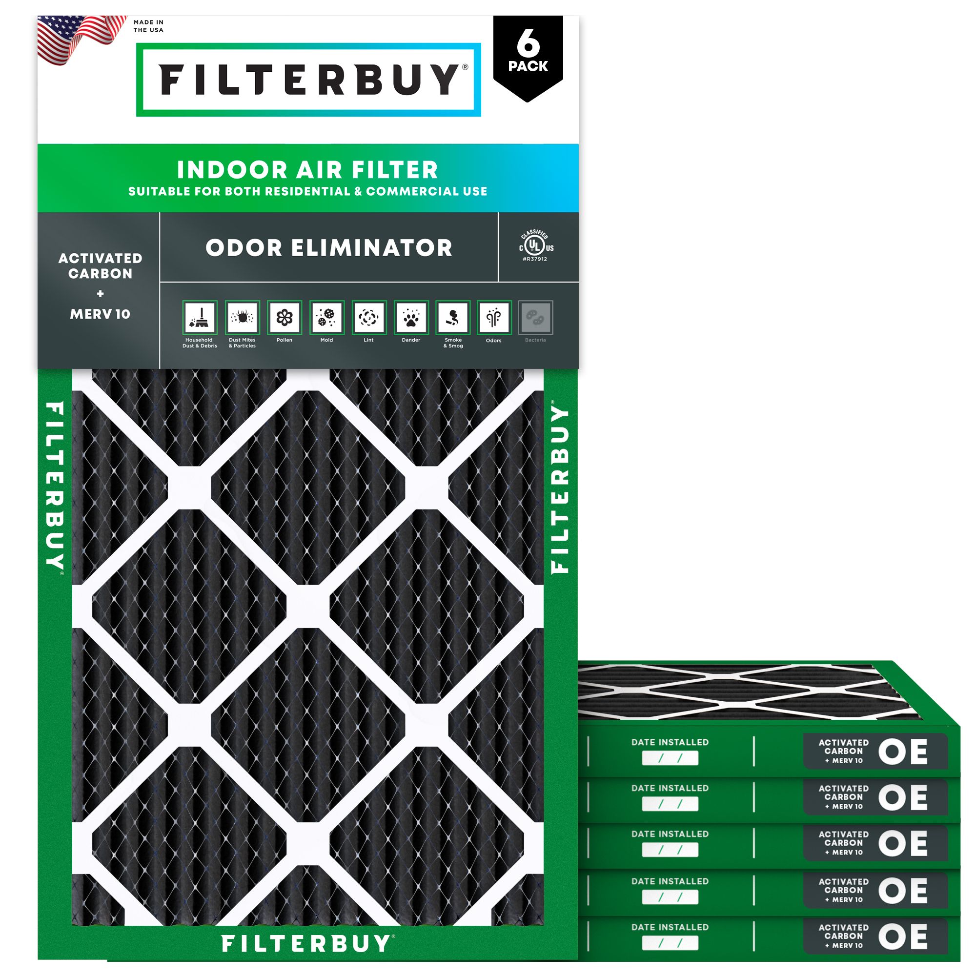 View of Filterbuy’s Odor Eliminator Pleated Air Filter
