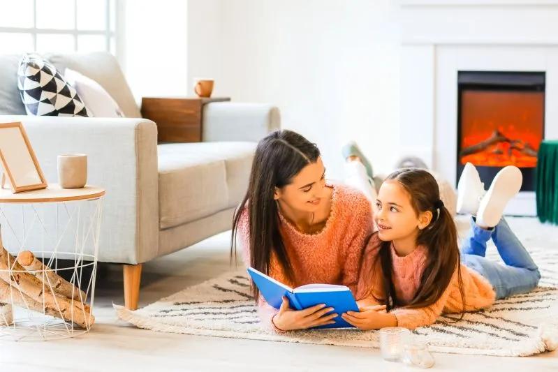 Best 16x21x2 Electrostatic Air Filter - View of mother and daughter reading a book in the living room