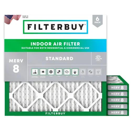 an image of a 20x20x1 MERV 8 furnace and HVAC air conditioner filter for home use from Filterbuy