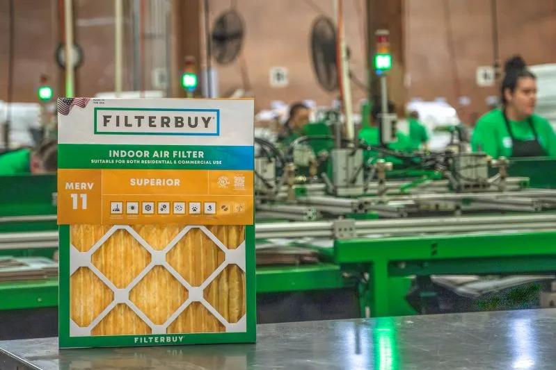 Exploring the Different Types of Industrial Filters in Commercial Systems  - image of a newly manufactured Filterbuy Air Filter inside the manufacturing center for commercial HVAC Filters.  