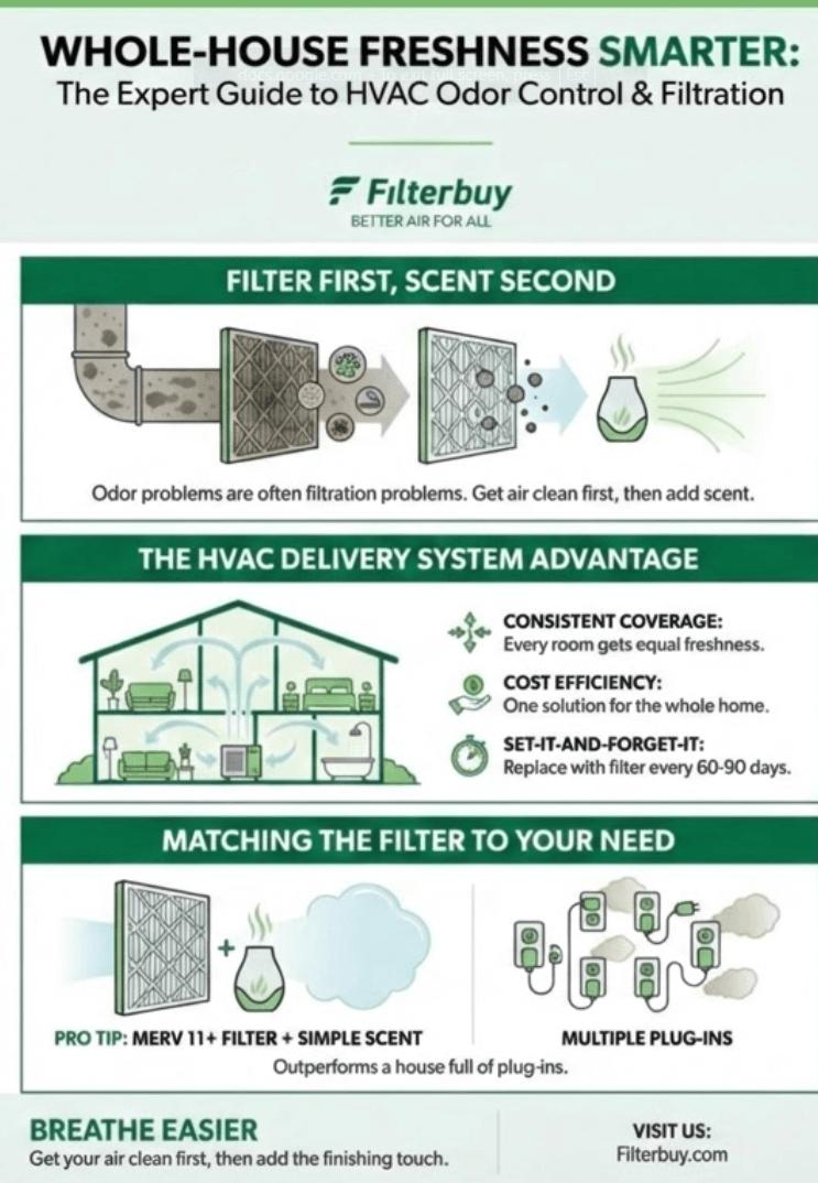 Infographic showing whole-house freshness an expert guide to HVAC Color and Filtration from Filterbuy.