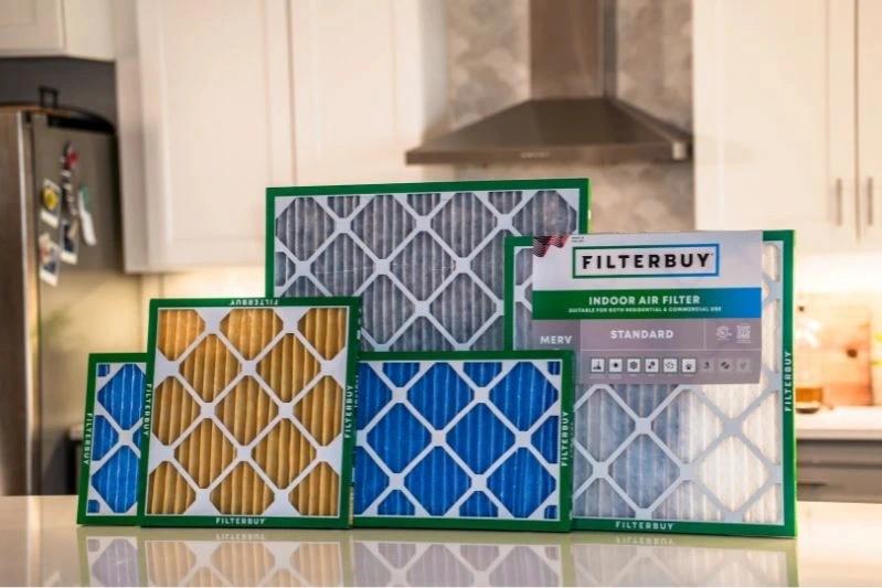 Who Makes HDX Air Filter Replacements - Image of different sizes of Indoor Air Filter taken in the kitchen.