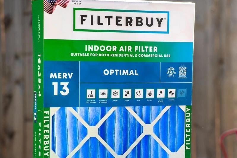 Kitchen Range Hood Grease Filter Replacement How to Remove Filters - An image of a blue MERV 13 single filter.