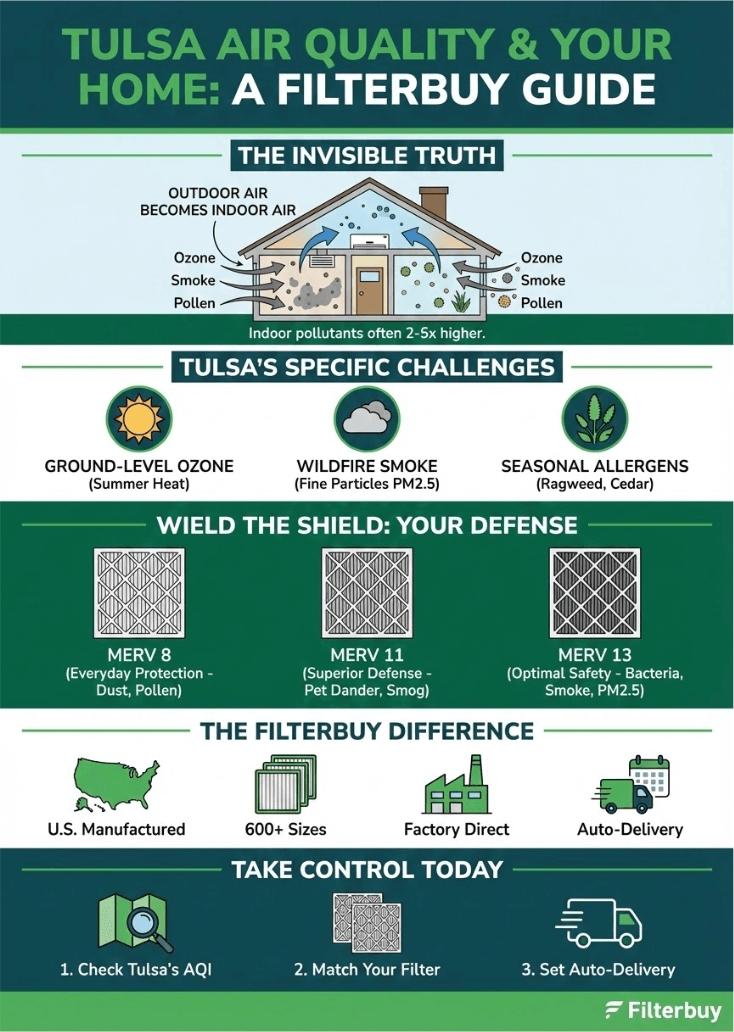 An infographic about the air quality index of Tulsa, Oklahoma.