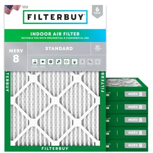 Image of Filterbuy 17.25x17.25x2 air filters in bulk 6-pack, ideal for residential and commercial HVAC systems needing reliable dust and allergen protection.