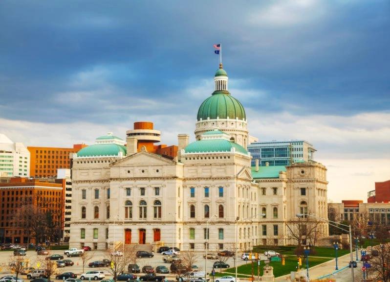 Indiana Statehouse in Indianapolis, representing a Midwestern city where utilities contribute notably to housing costs.