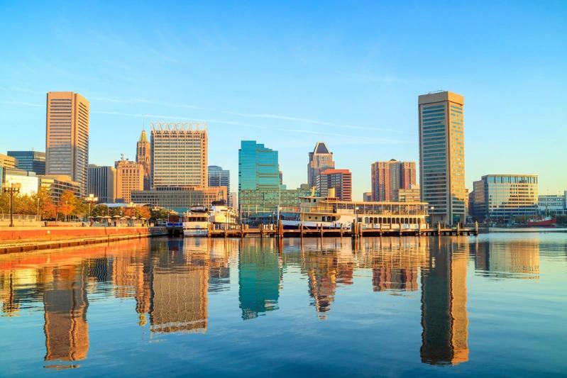 US Cities Homeownership Rates - View of the beautiful downtown area of Baltimore.