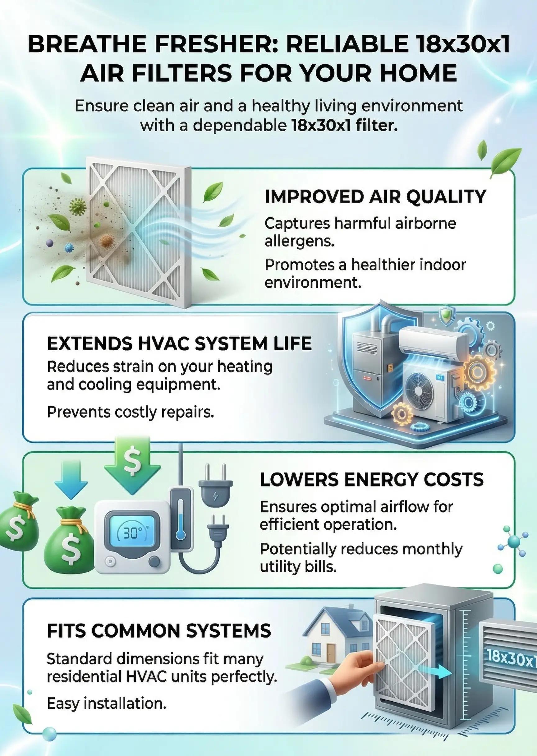 Infographic of "Reliable 18x30x1 Air Filters for Every Home"
