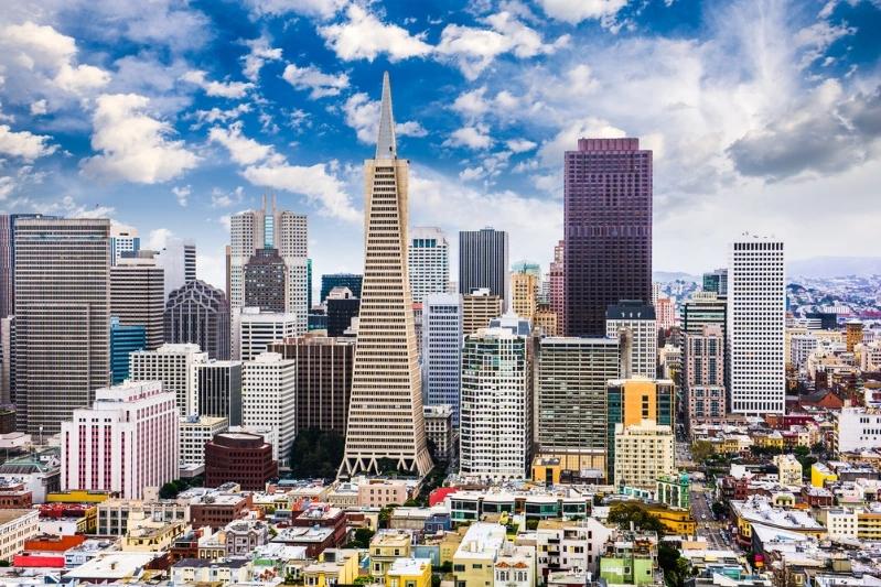 Cities With the Most Multigenerational Households - Image of San Francisco cityscape with the distinctive Transamerica Pyramid and a mix of modern and historic buildings.