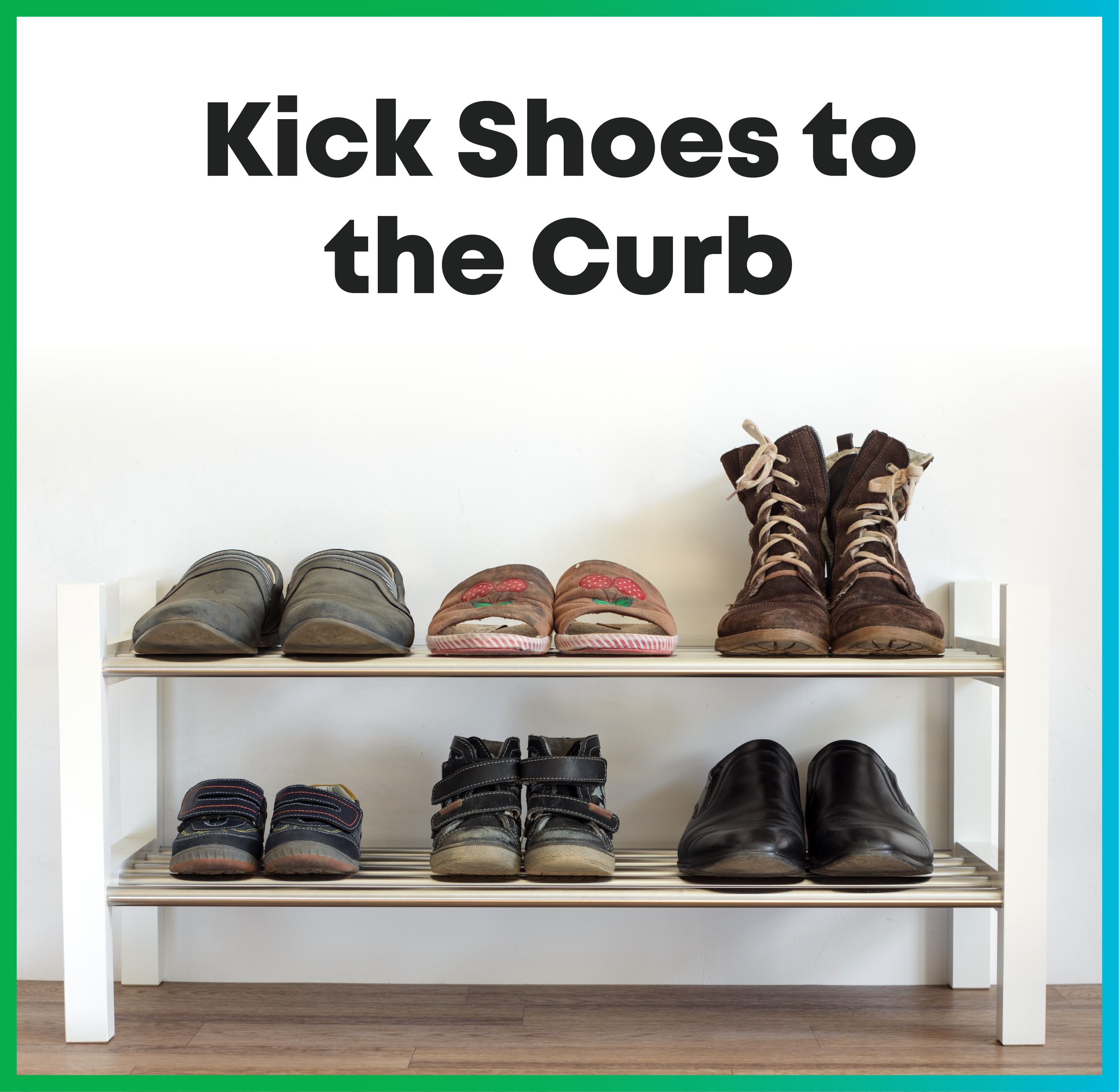 Shoe rack by the door with multiple pairs of shoes neatly arranged, promoting indoor cleanliness.