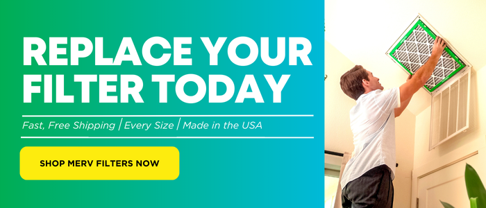 View of a banner promoting air filter replacement with free shipping and a shop now button.