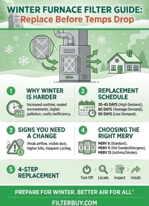 Infographic of Winter Furnace Filter Guide: Replace This Before Temperatures Drop