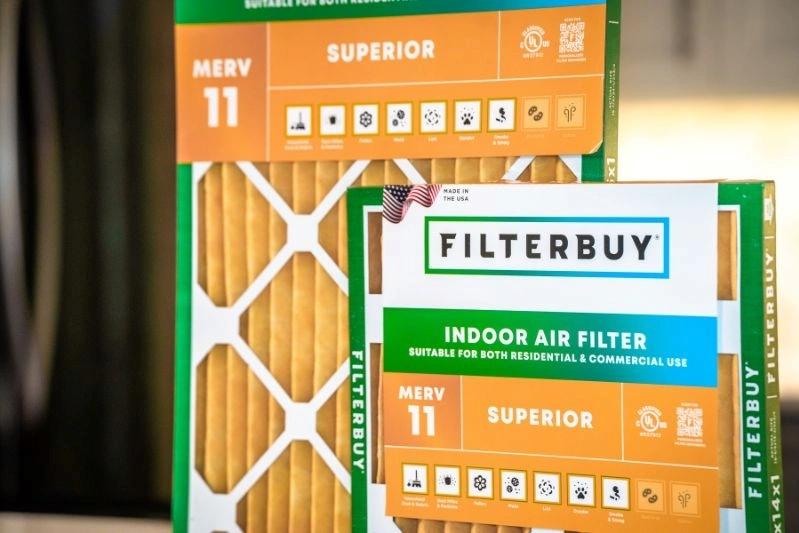 Furnace Humidifier Air Filter for Whole House - An image of MERV 11 Indoor Air Filter  Superior in orange color.  