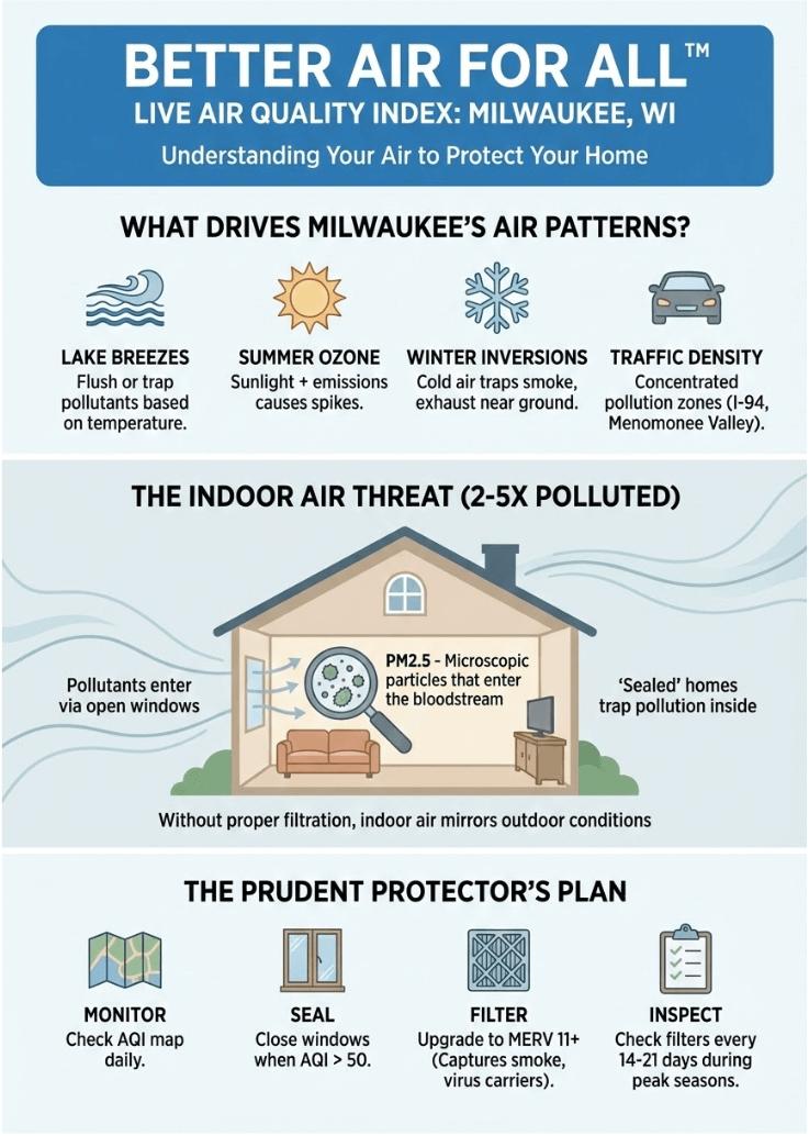 An infographic about the air quality of Milwaukee, Wisconsin.