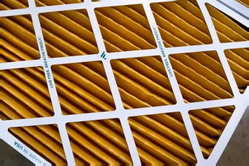 A view of Filterbuy's high-performance 11.25x11.25x1 air filter showcasing its precision-engineered pleats and durable build.