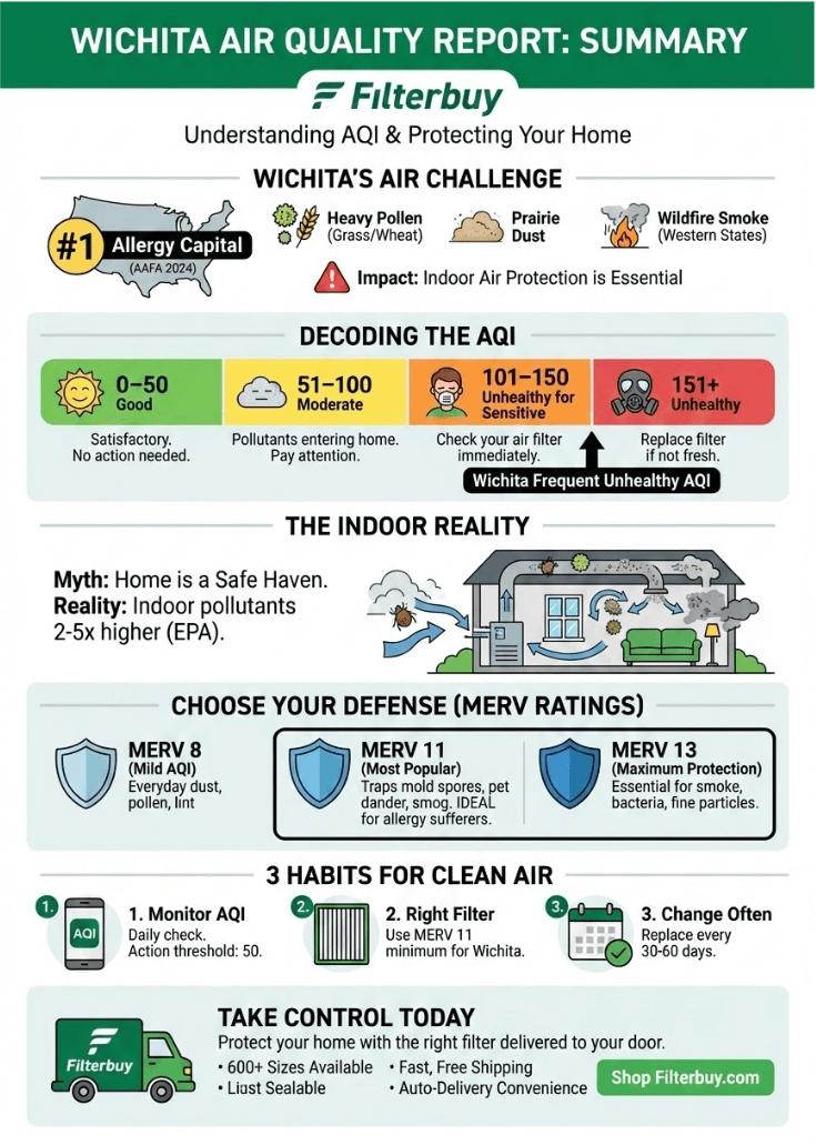 An infographic about the air quality index of Wichita, Kansas.