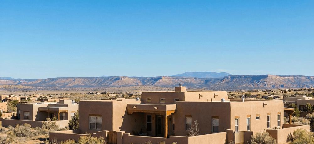 A view of New Mexico homes in a day setting.