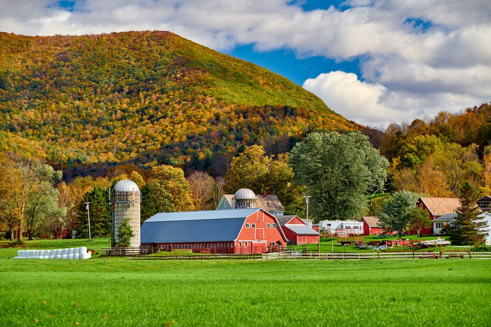 Image of a quaint Vermont community at the foot of the hills.