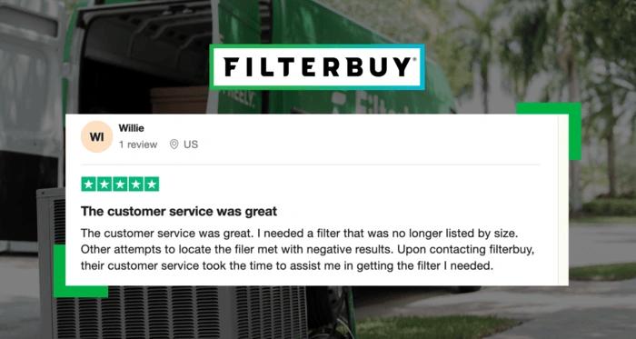 View of the customer's ratings for the HVAC air filter and service from Filterbuy.