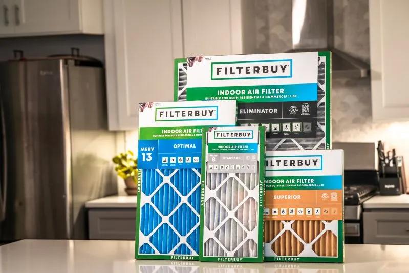 View of a Filterbuy indoor air filters in kitchen setting for residential and commercial use