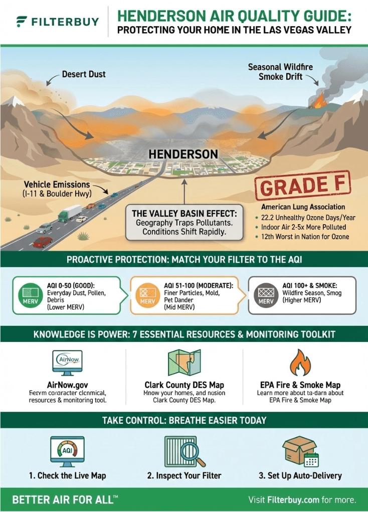 An infographic about the air quality index of Henderson, Nevada.